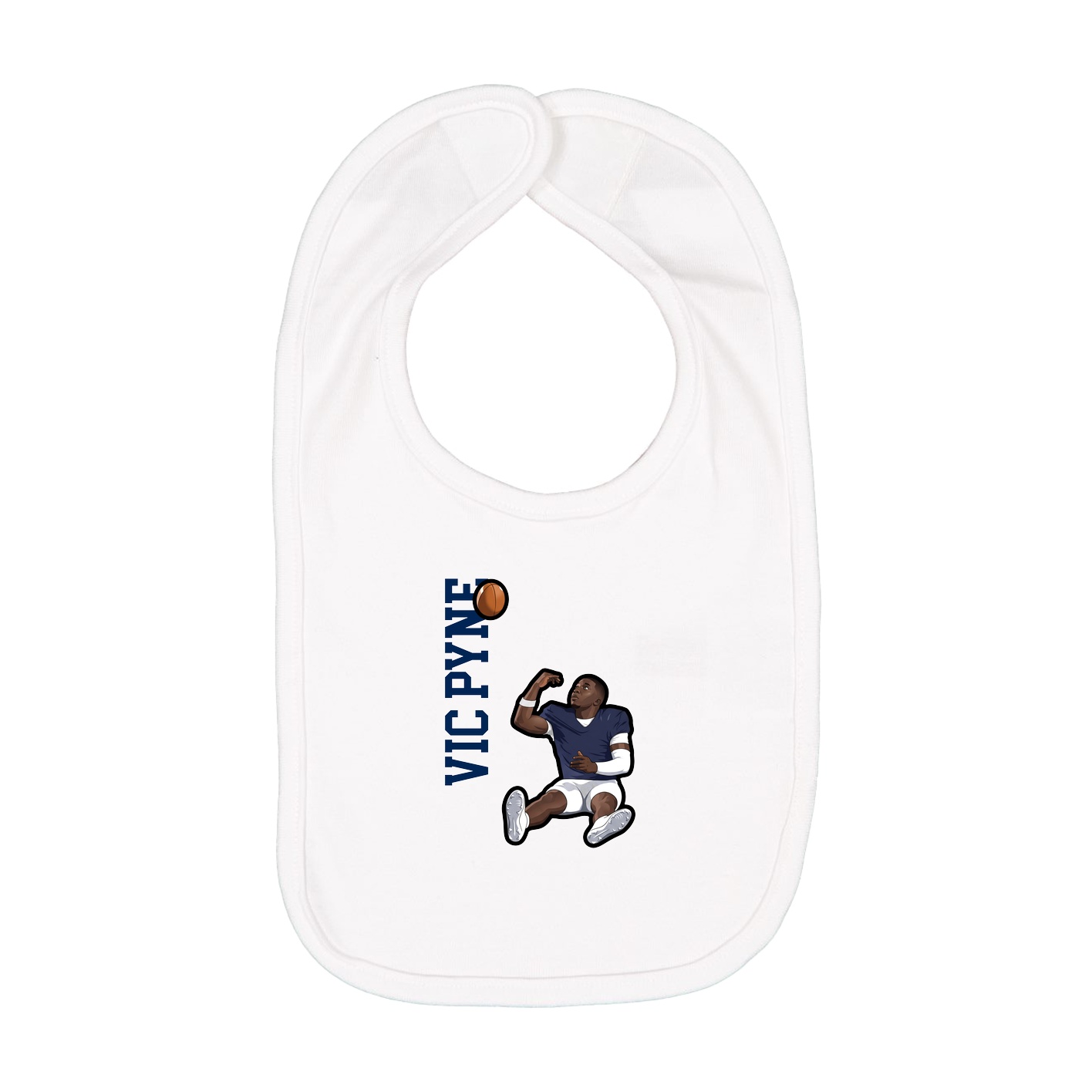 Infant Bib — Name Vertical in White
