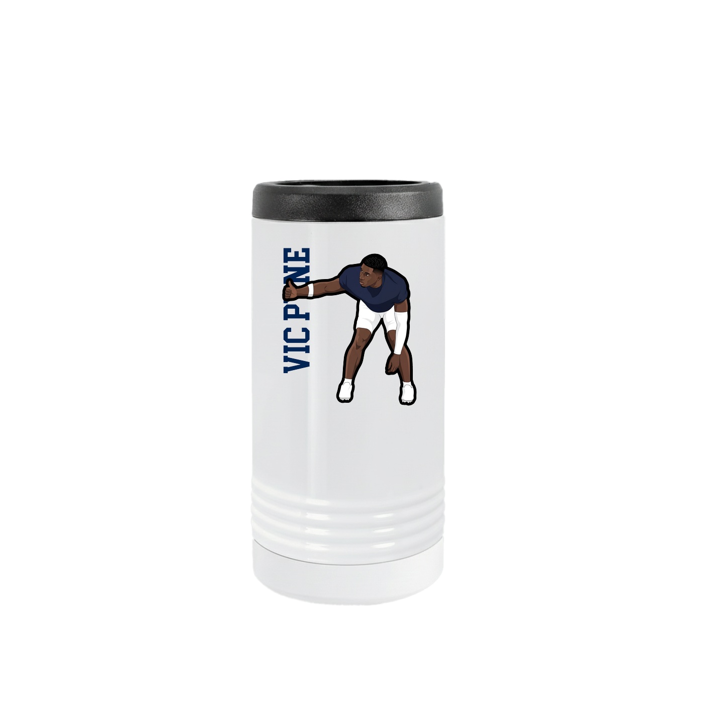 Slim Beverage Holder — Name Vertical in White