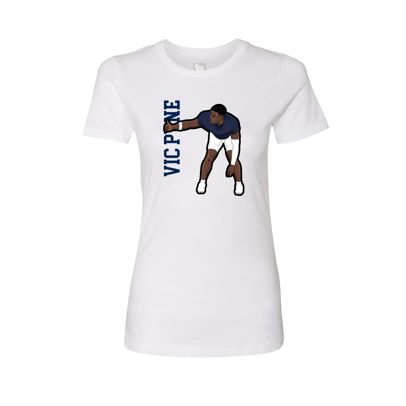 Fitted Women's Tee — Name Vertical in White