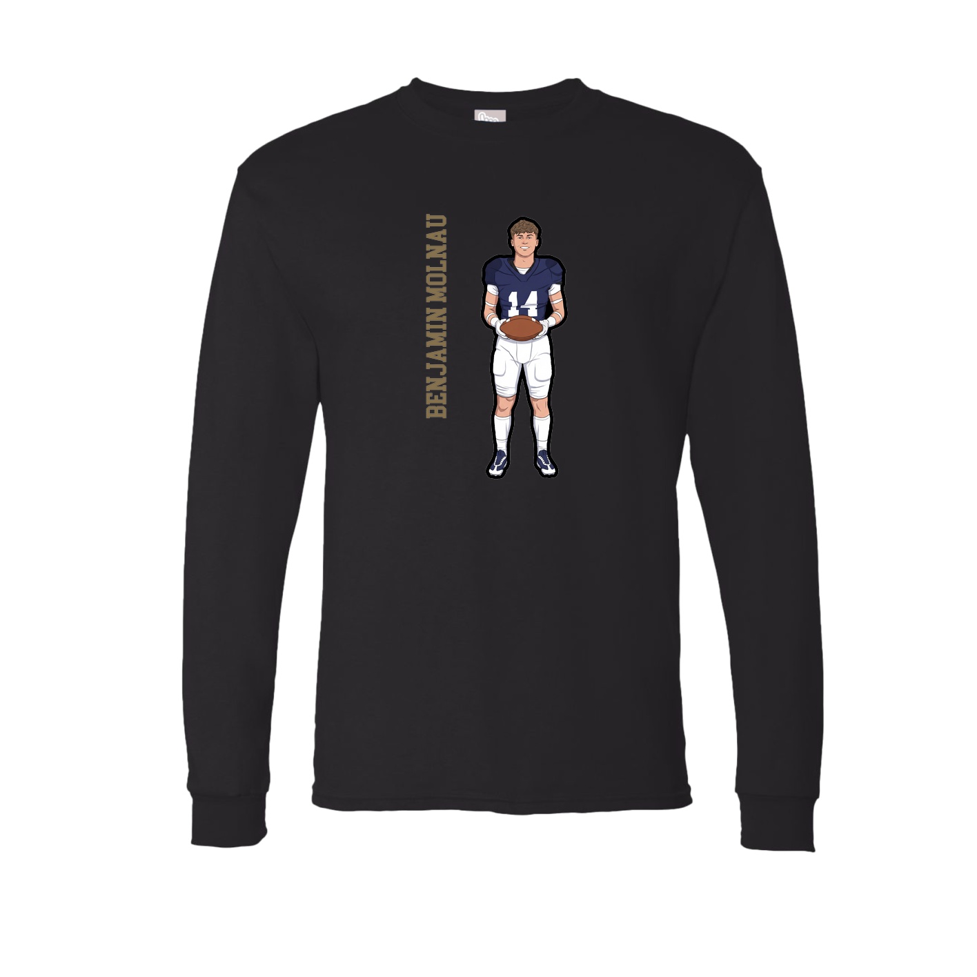 Long Sleeve Tee — Name Vertical in Black