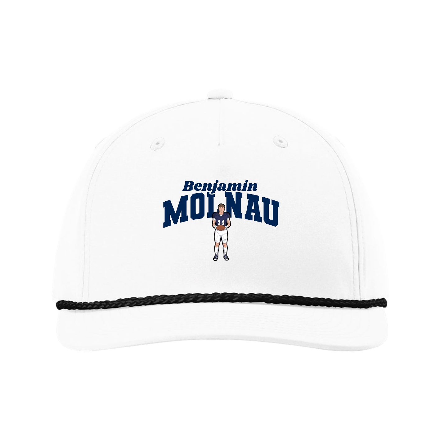 Five-Panel Classic Rope Cap — Signature Arch in White