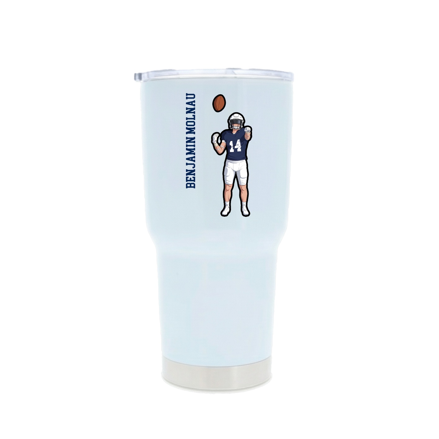 30oz Stainless Steel Tumbler — Name Vertical in White