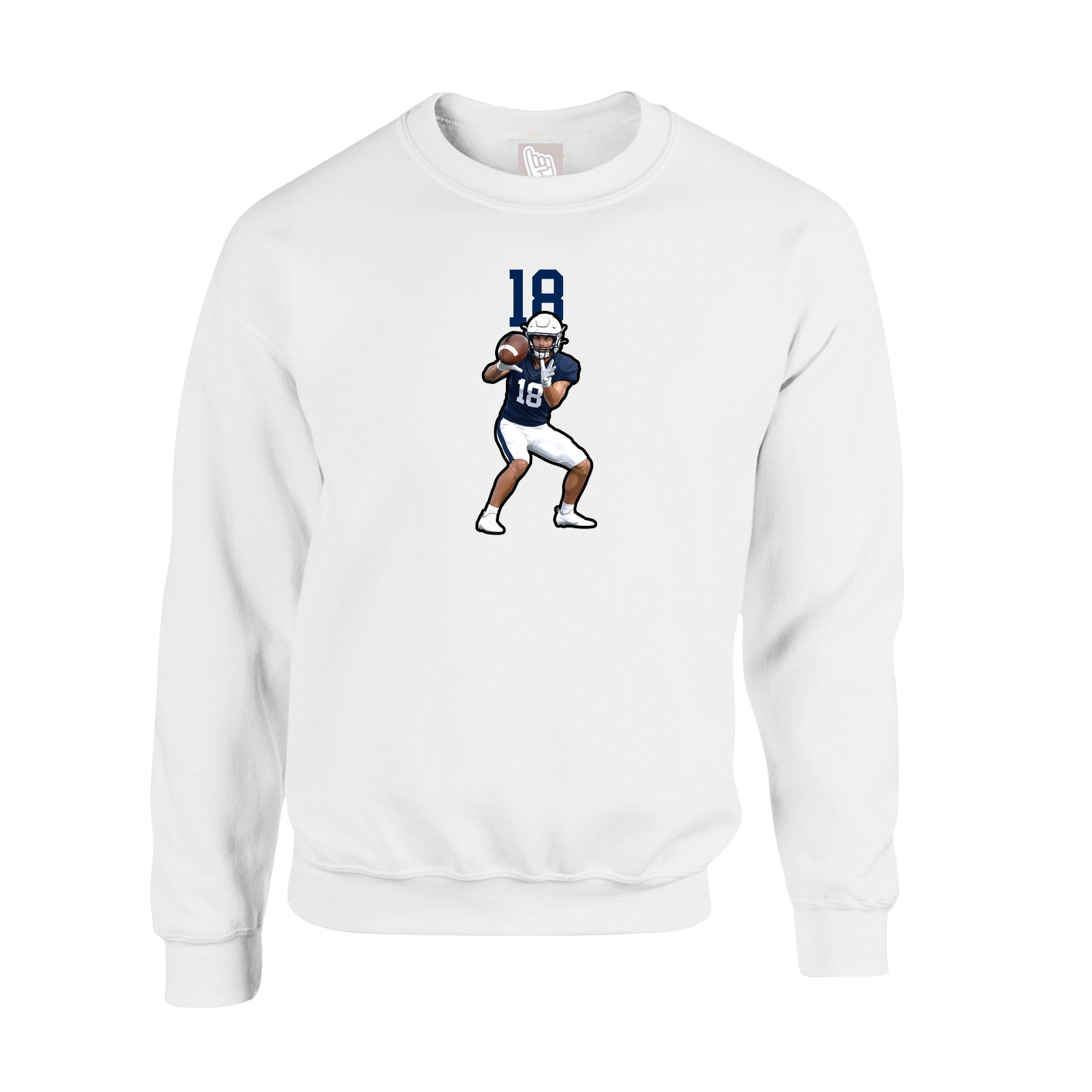 Fleece Crew — Number Top in White