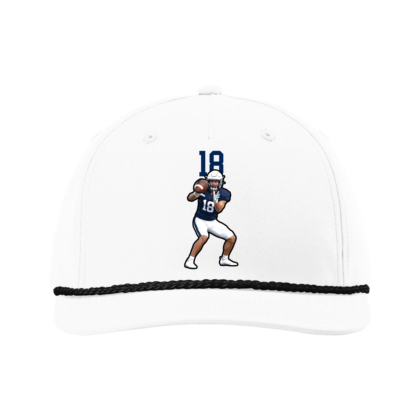 Five-Panel Classic Rope Cap — Number Top in White