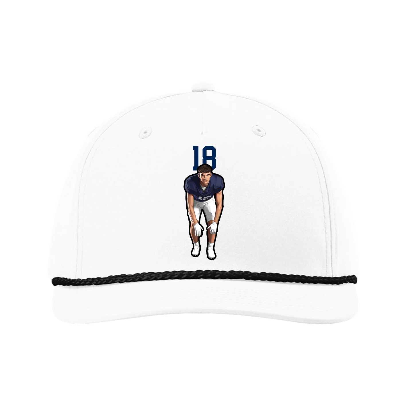 Five-Panel Classic Rope Cap — Number Top in White