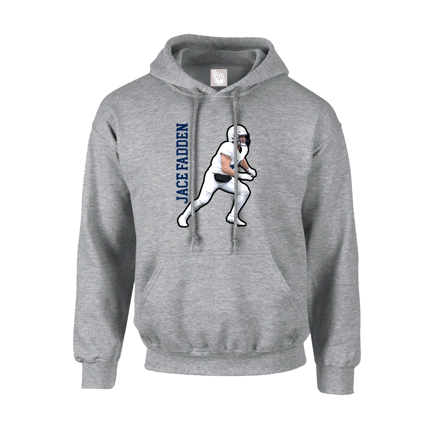 Youth Hoodie — Name Vertical in Grey