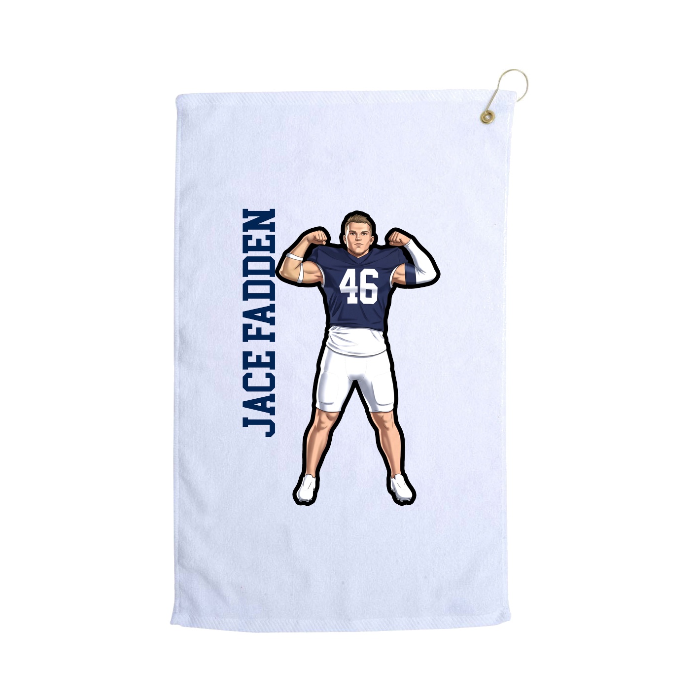 Golf Towel — Name Vertical in White
