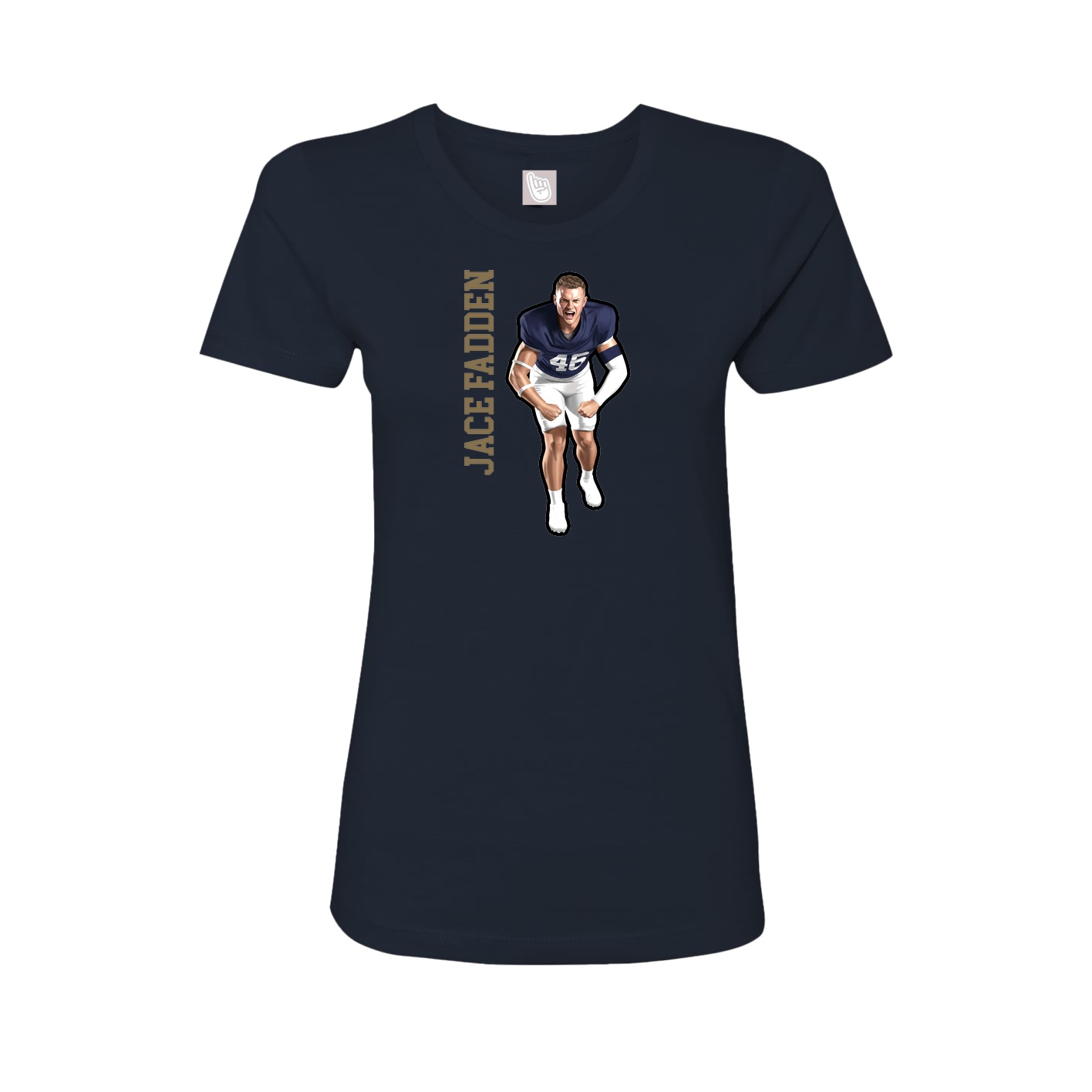 Fitted Women's Tee — Name Vertical in Navy