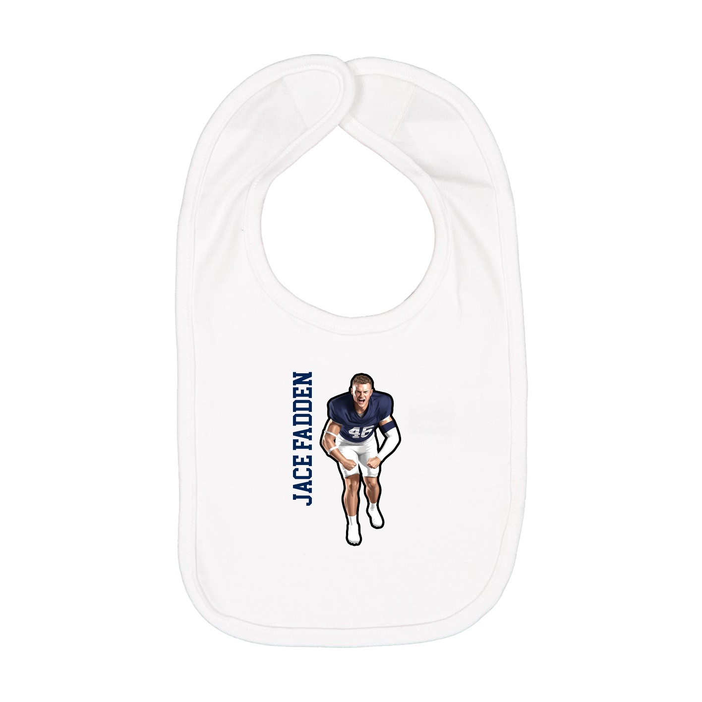 Infant Bib — Name Vertical in White