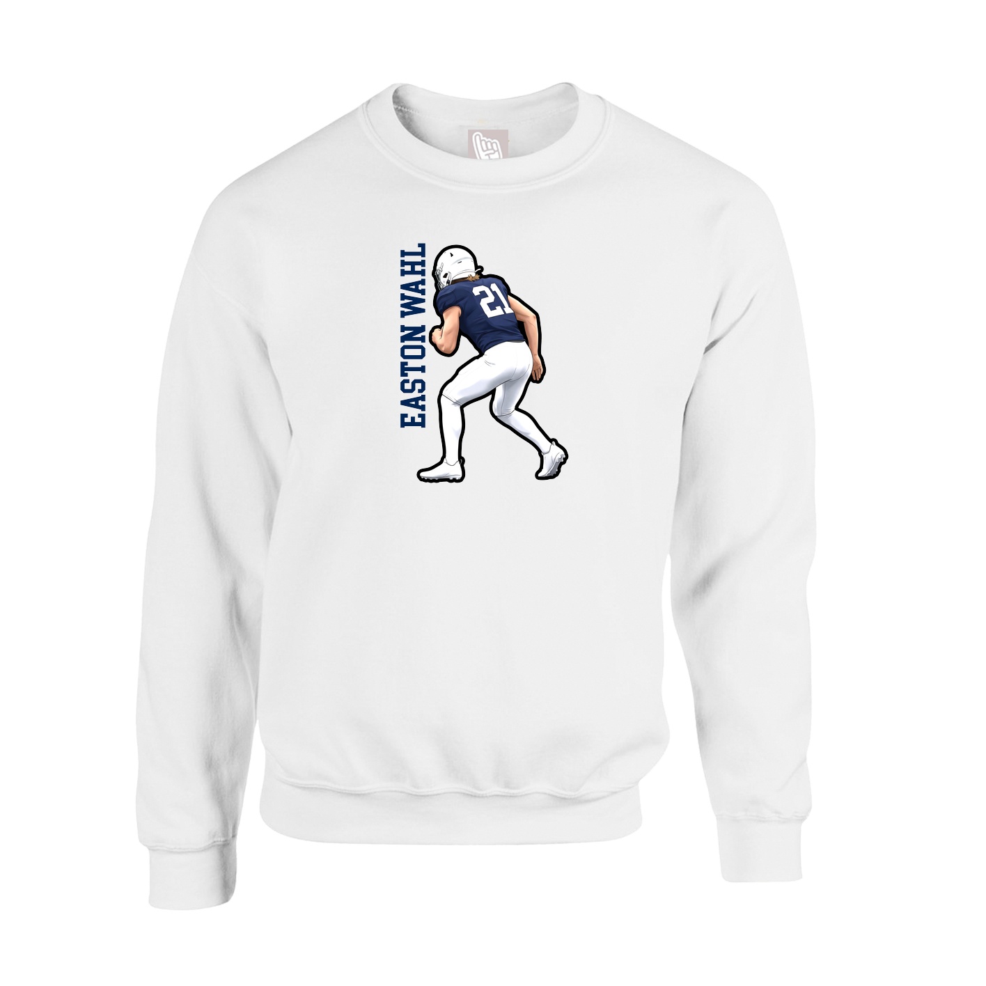 Fleece Crew — Name Vertical in White