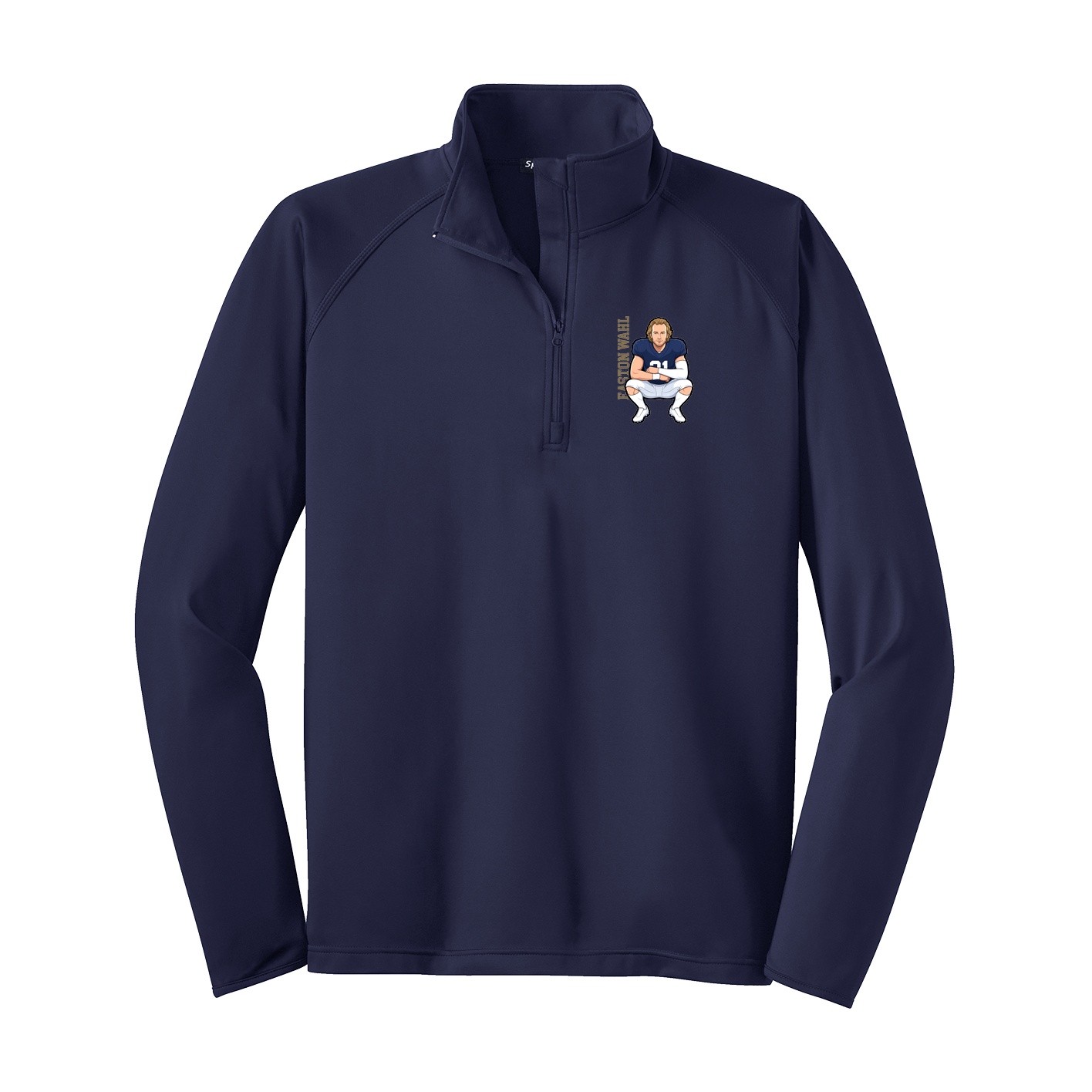 Q-Zip Pullover — Name Vertical in Navy