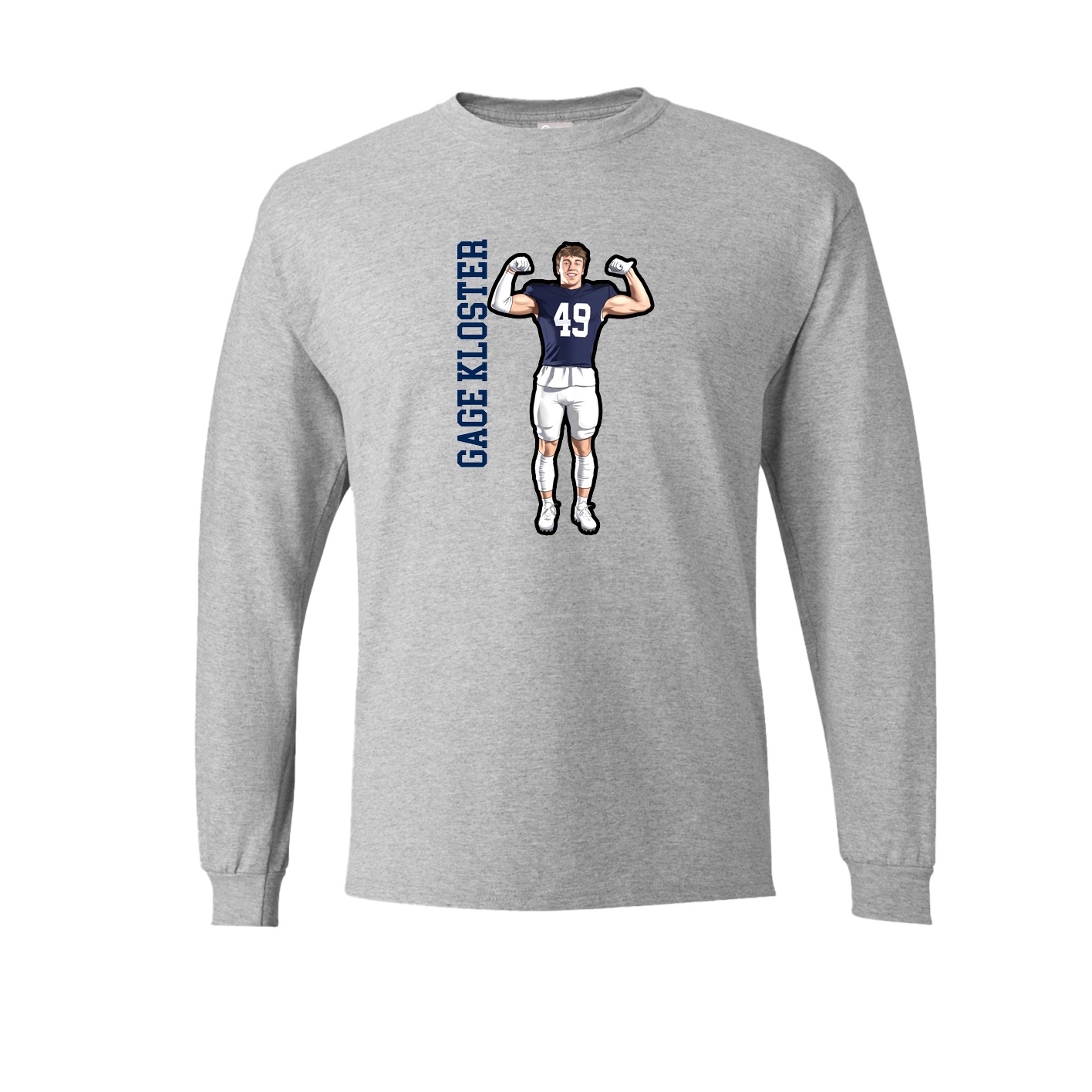 Long Sleeve Tee — Name Vertical in Grey