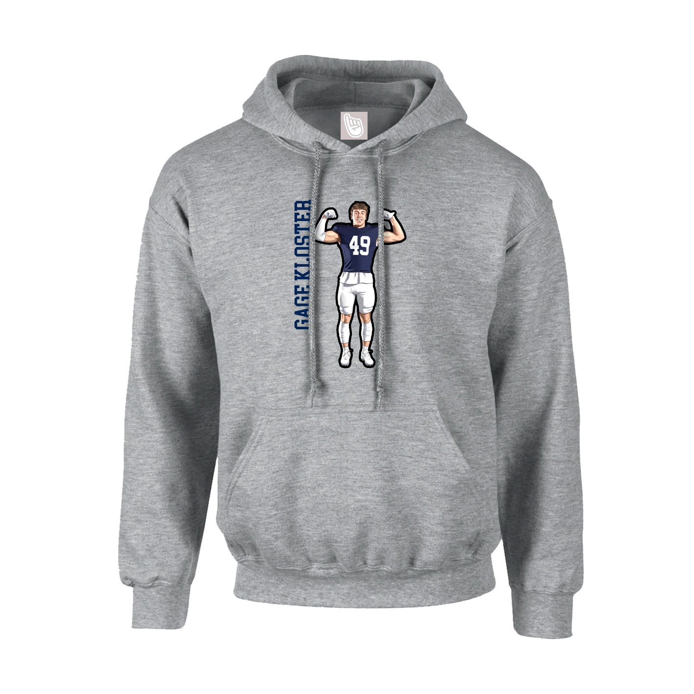 Hoodie — Name Vertical in Grey