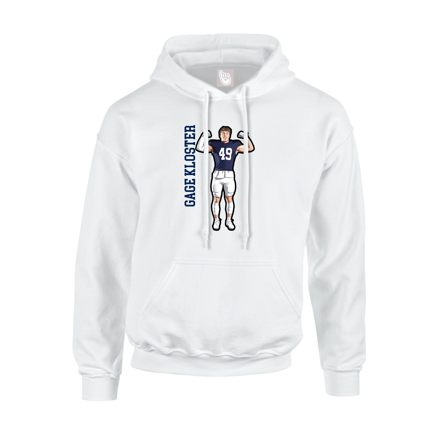 Youth Hoodie — Name Vertical in White
