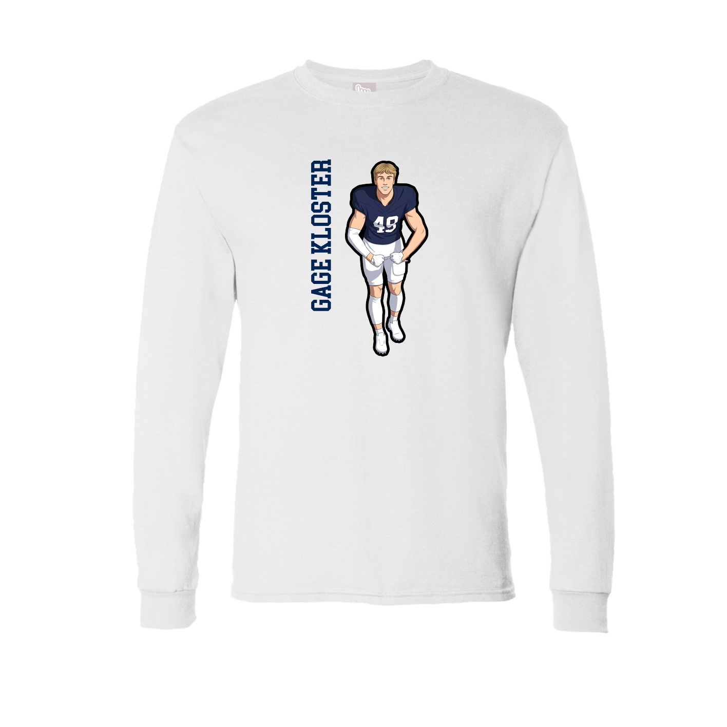 Long Sleeve Tee — Name Vertical in White