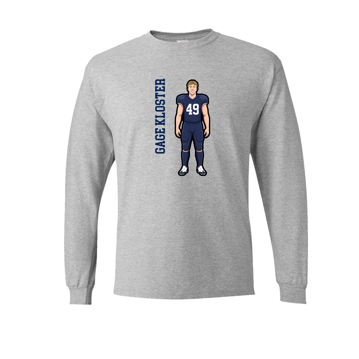 Long Sleeve Tee — Name Vertical in Grey
