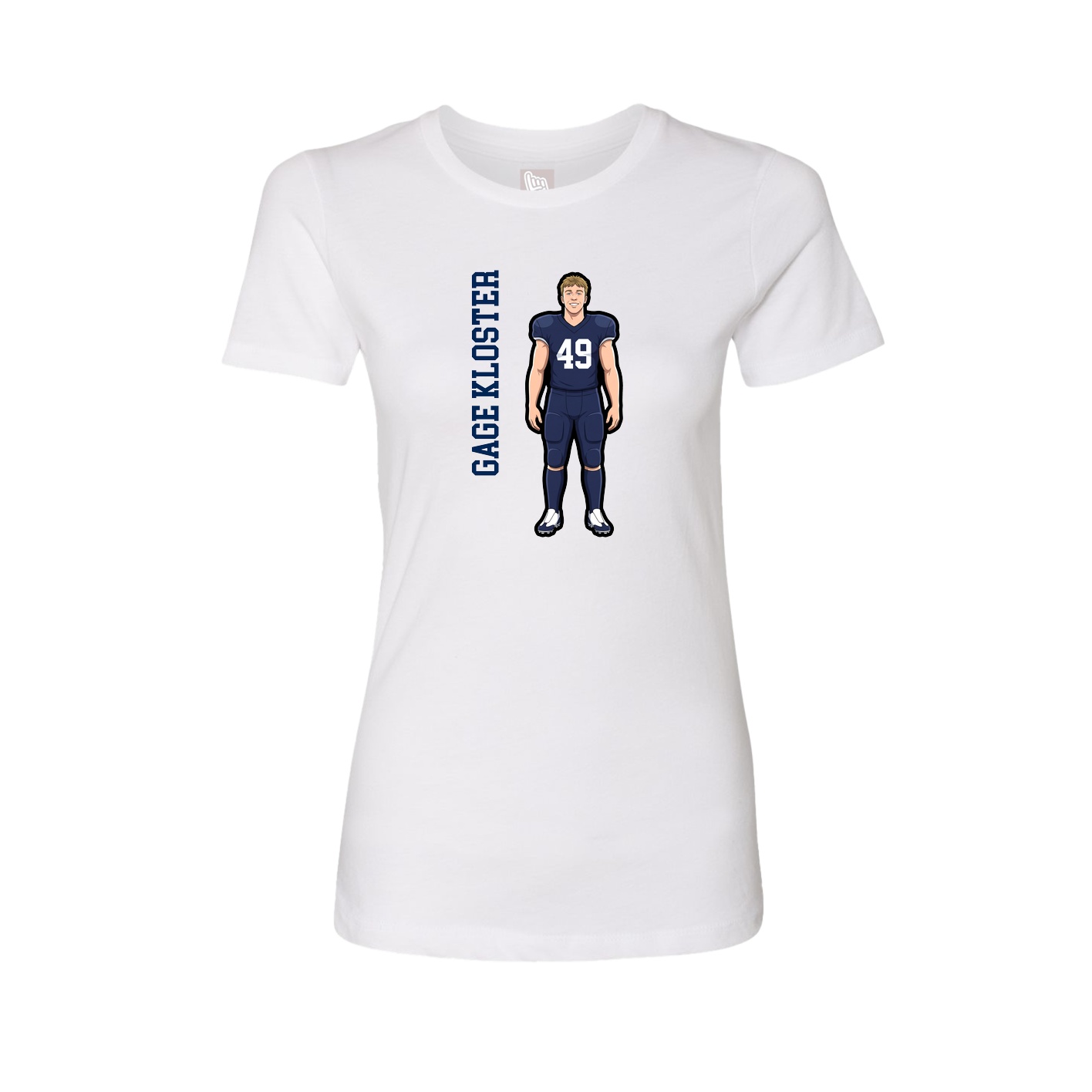 Womens Tee — Name Vertical in White