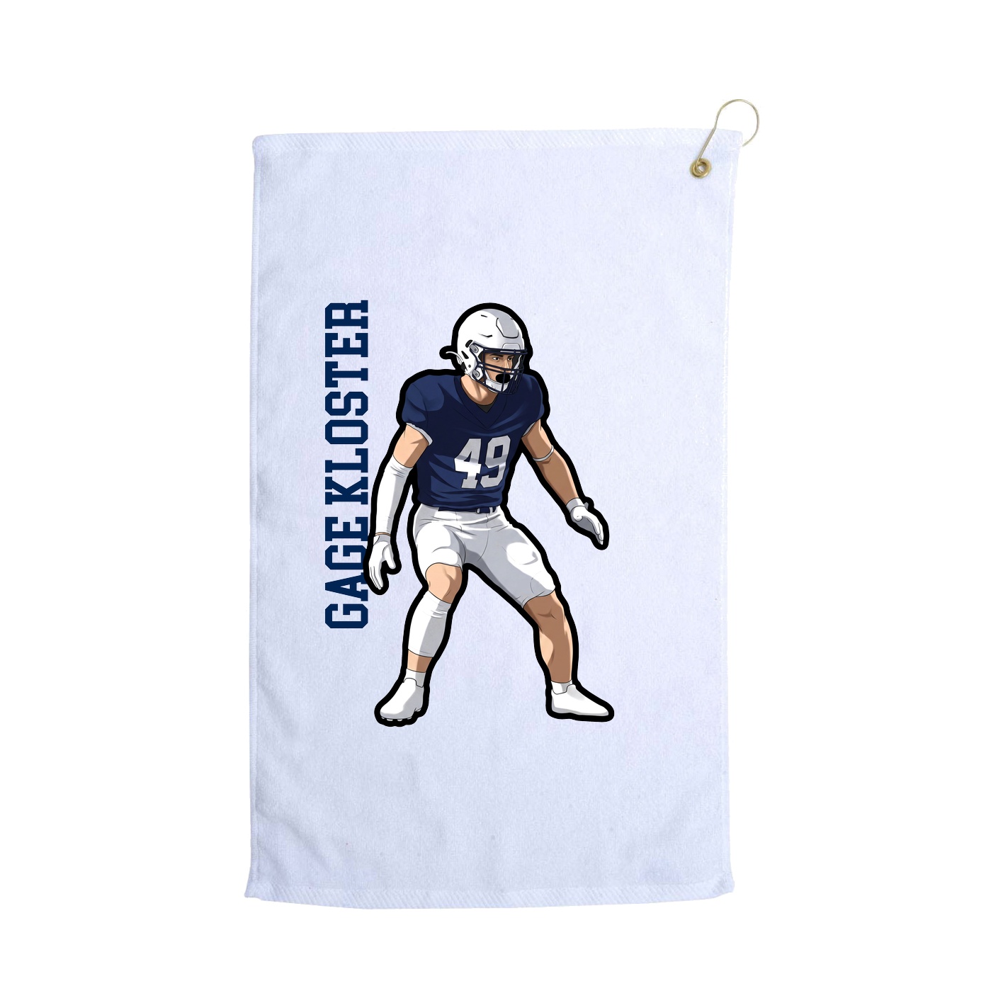 Golf Towel — Name Vertical in White