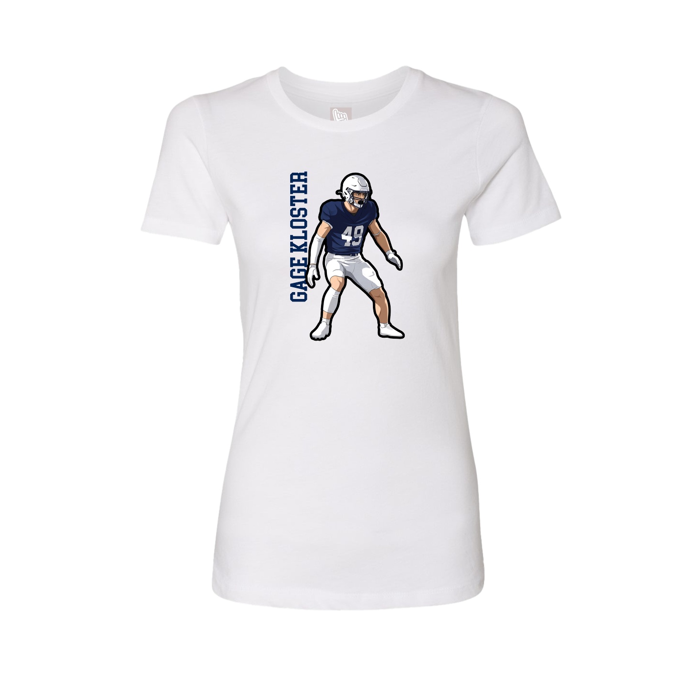 Fitted Women's Tee — Name Vertical in White