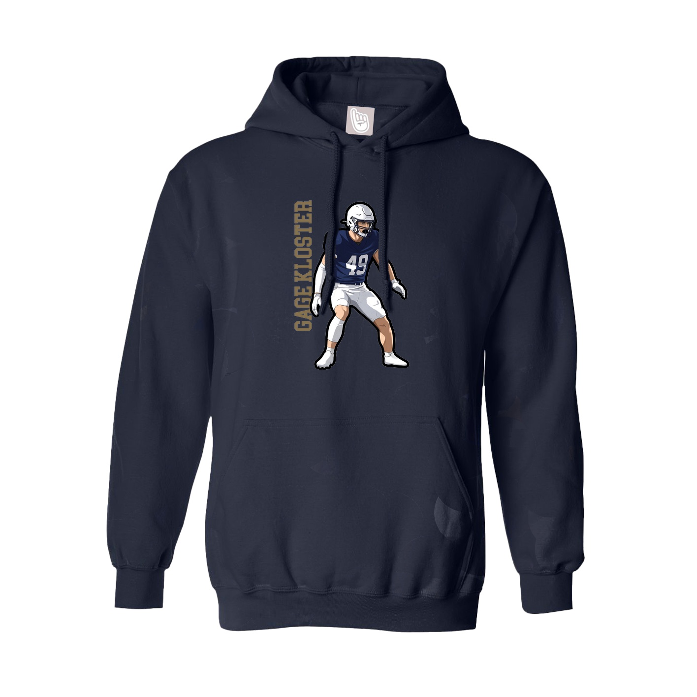 Hoodie — Name Vertical in Navy
