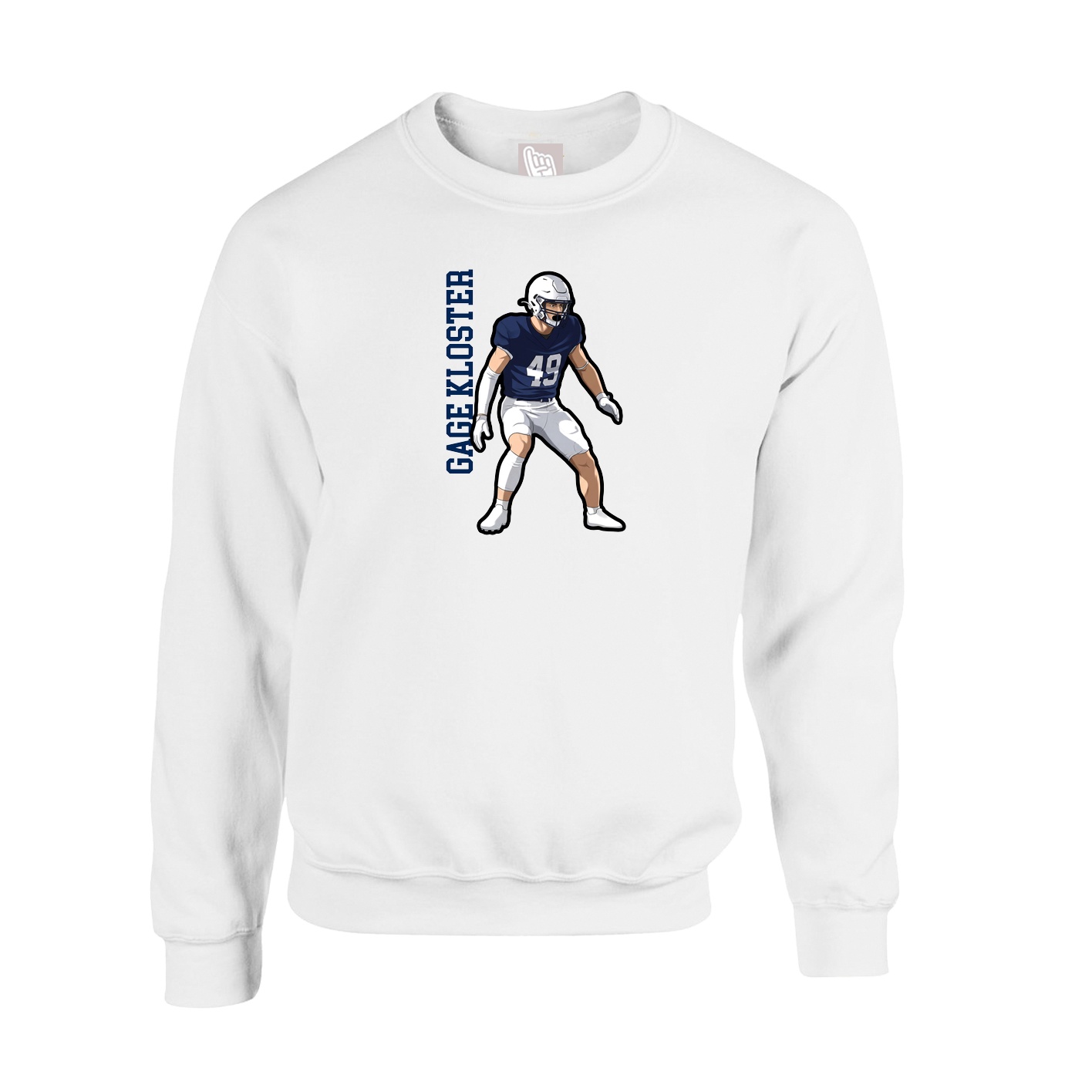 Fleece Crew — Name Vertical in White