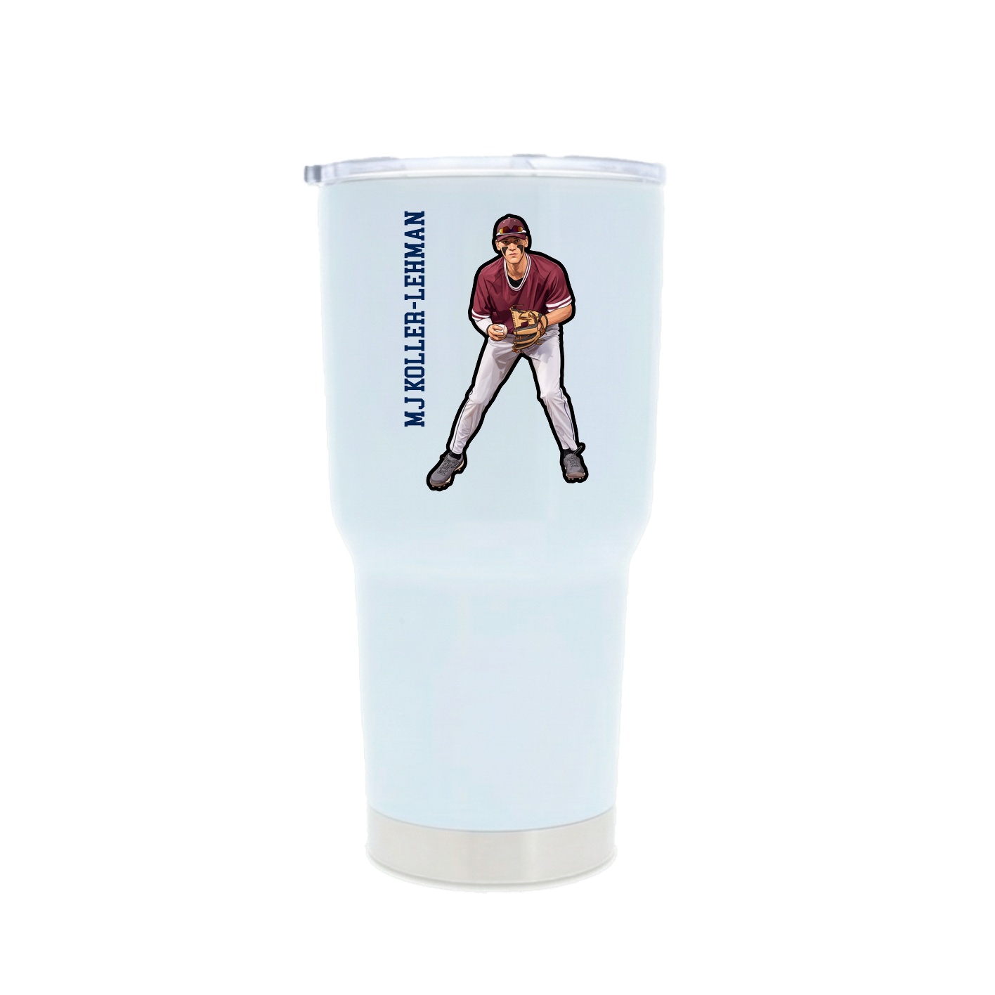 30oz Stainless Steel Tumbler — Name Vertical in White