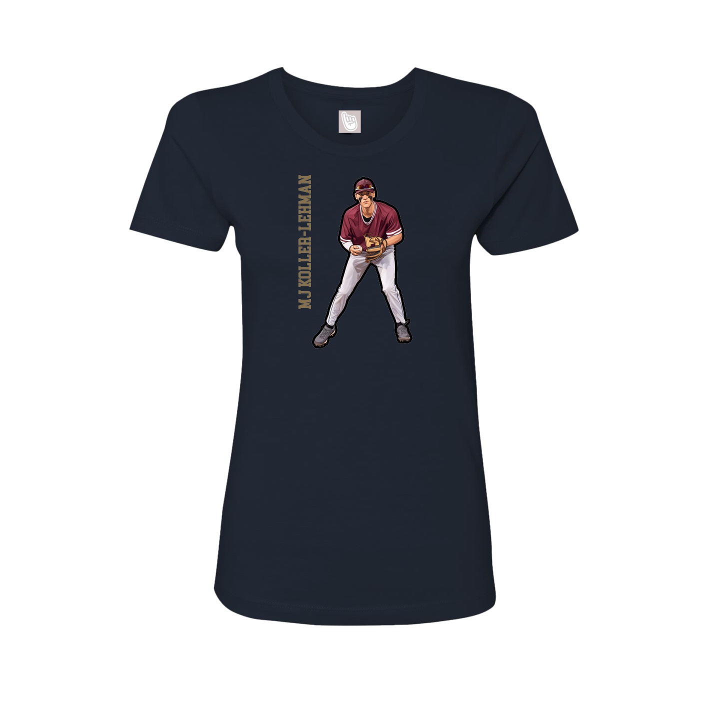 Fitted Women's Tee — Name Vertical in Navy