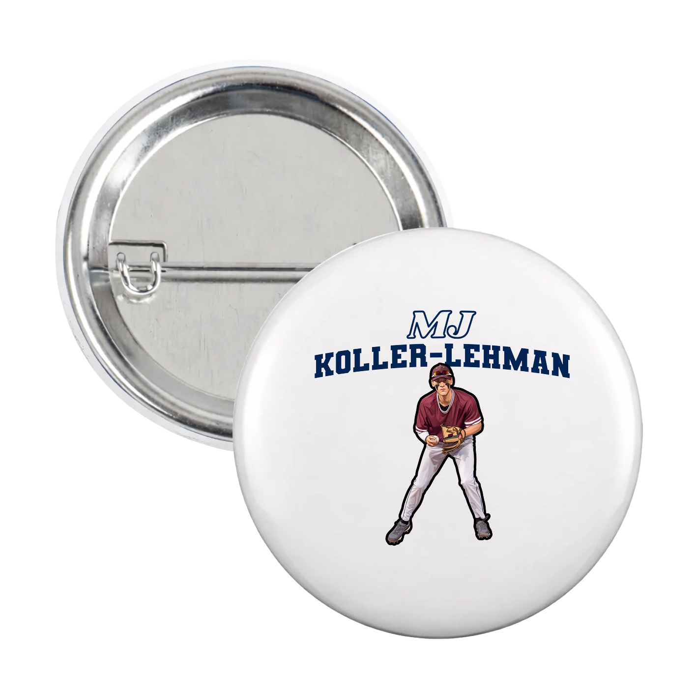 Game Day Button — Name Arch in White