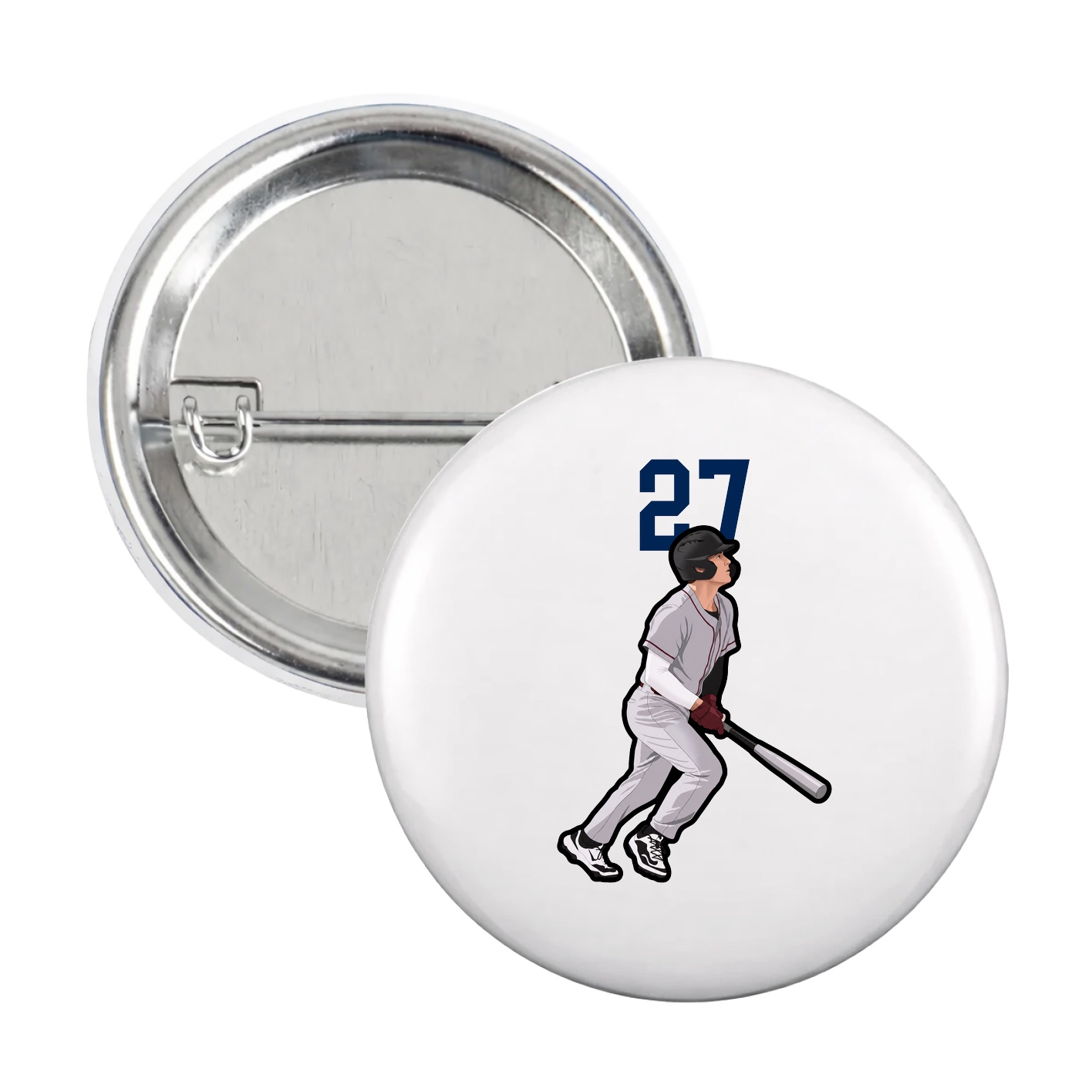 Game Day Button — Number Top in White