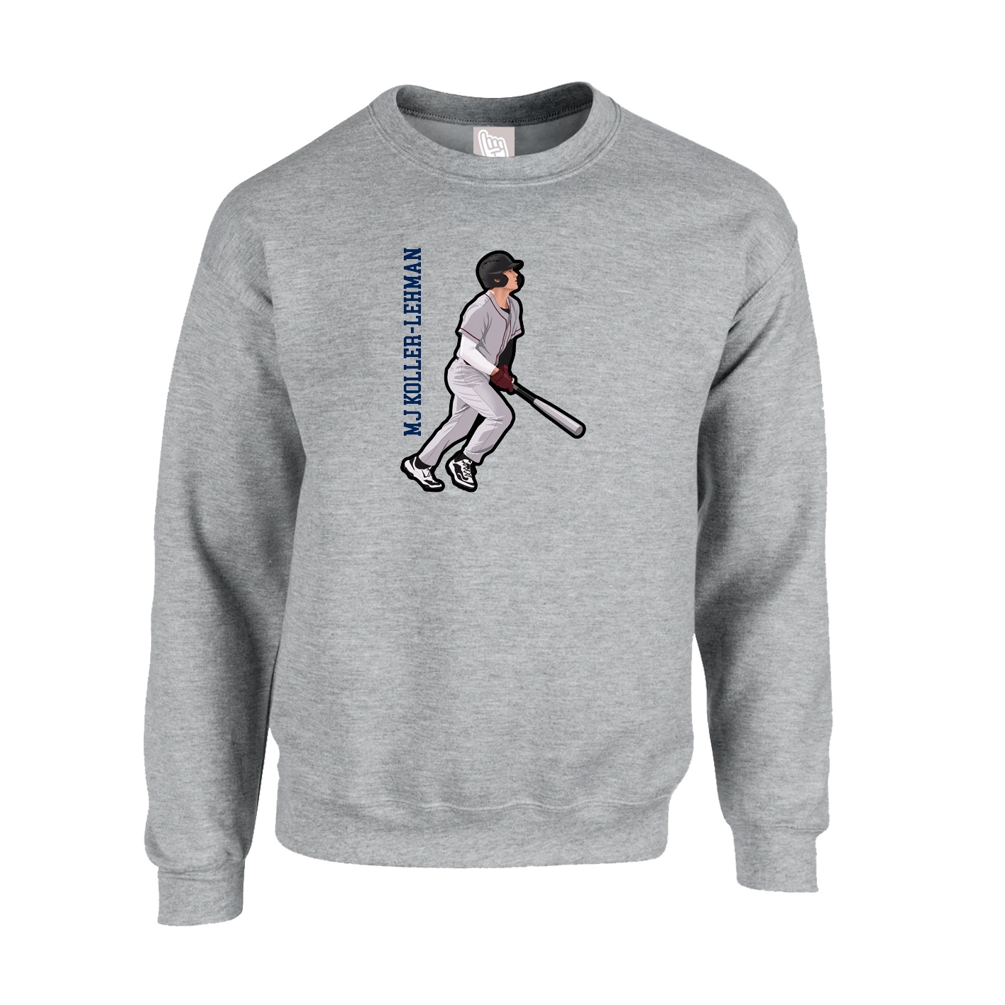 Fleece Crew — Name Vertical in Grey