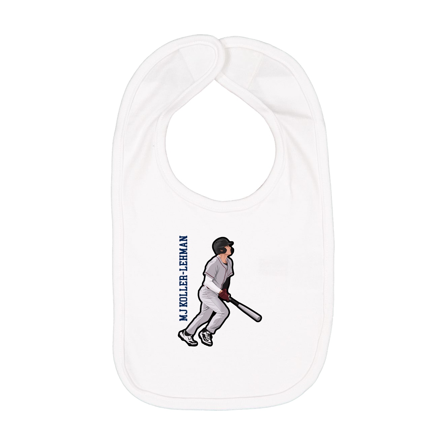 Infant Bib — Name Vertical in White