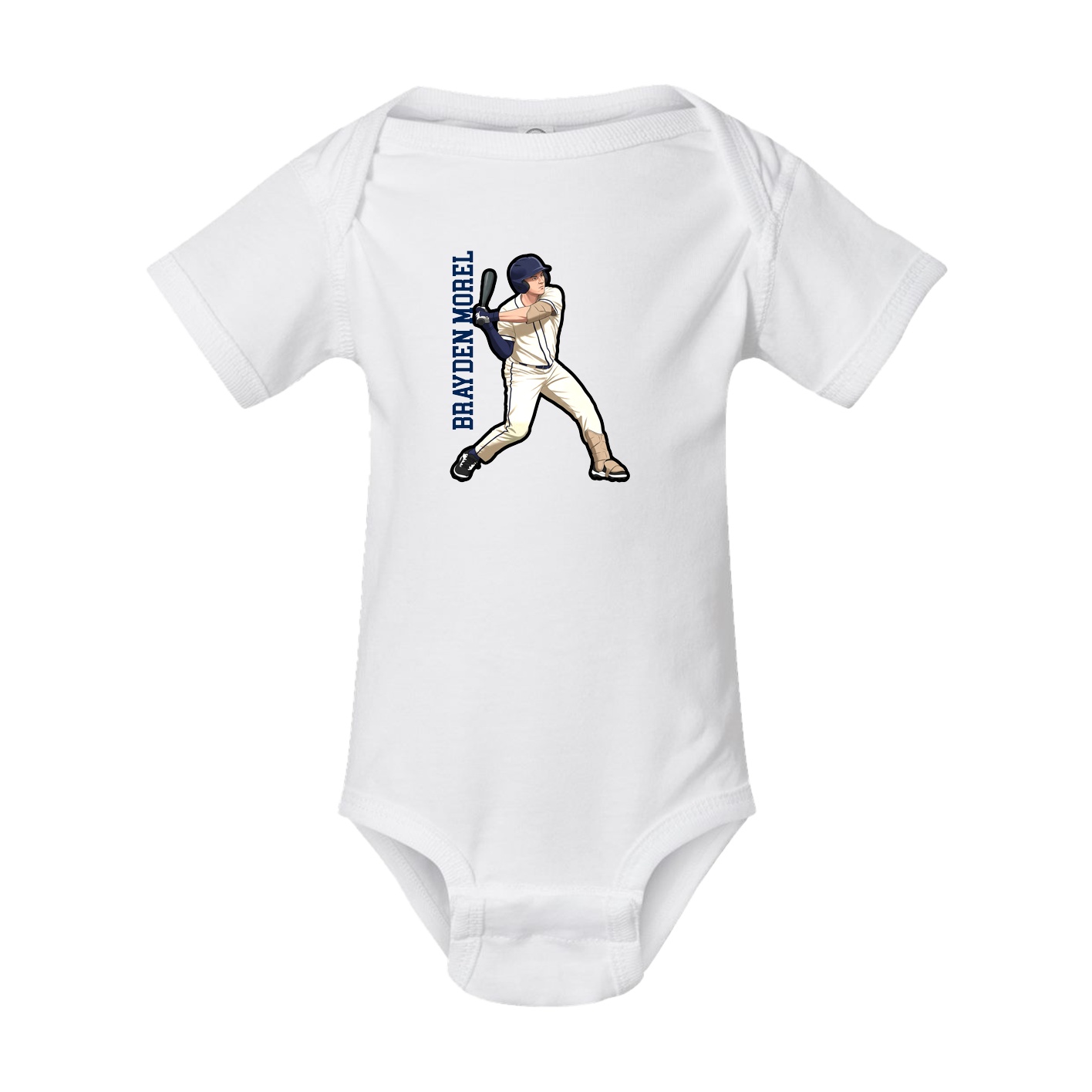 Baby Onesie — Name Vertical in White