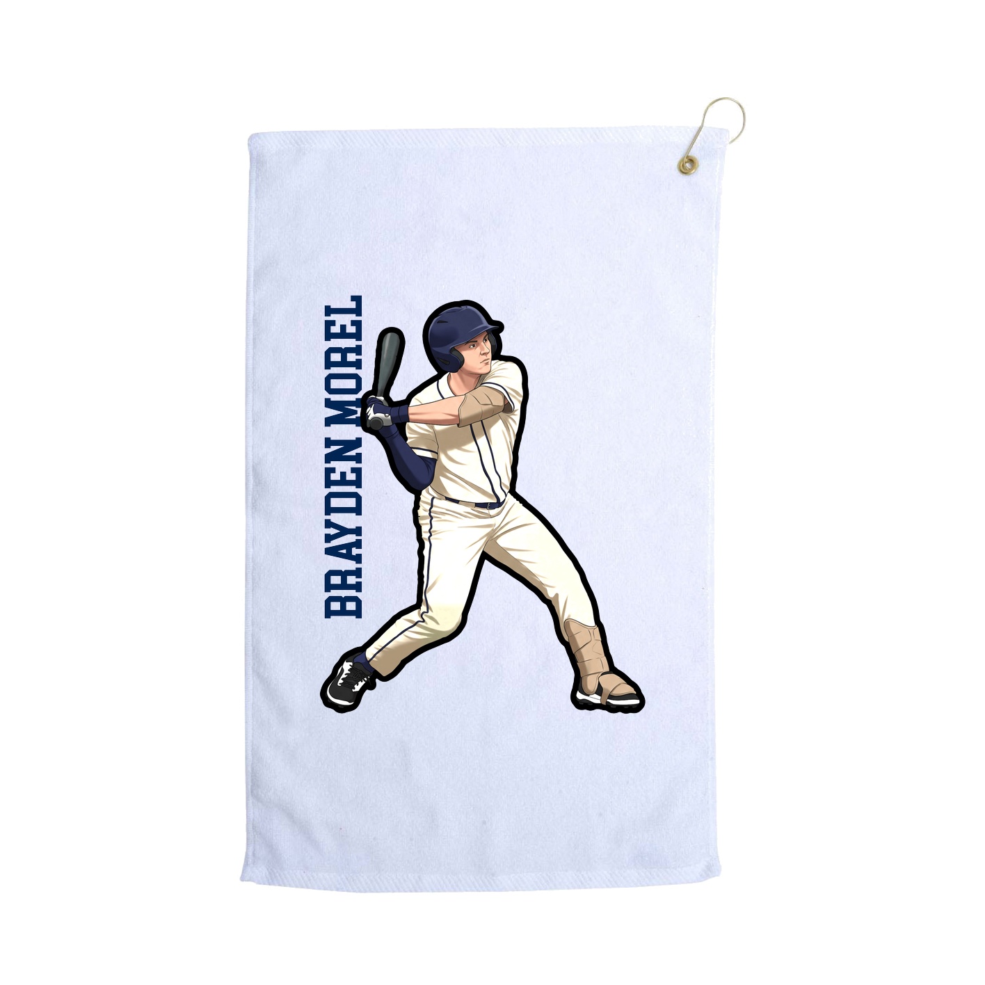 Golf Towel — Name Vertical in White