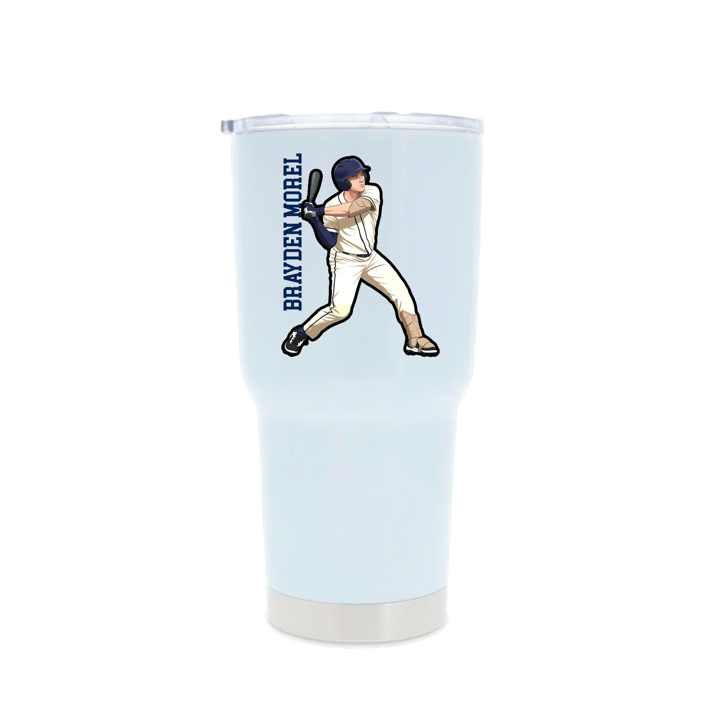 30oz Stainless Steel Tumbler — Name Vertical in White