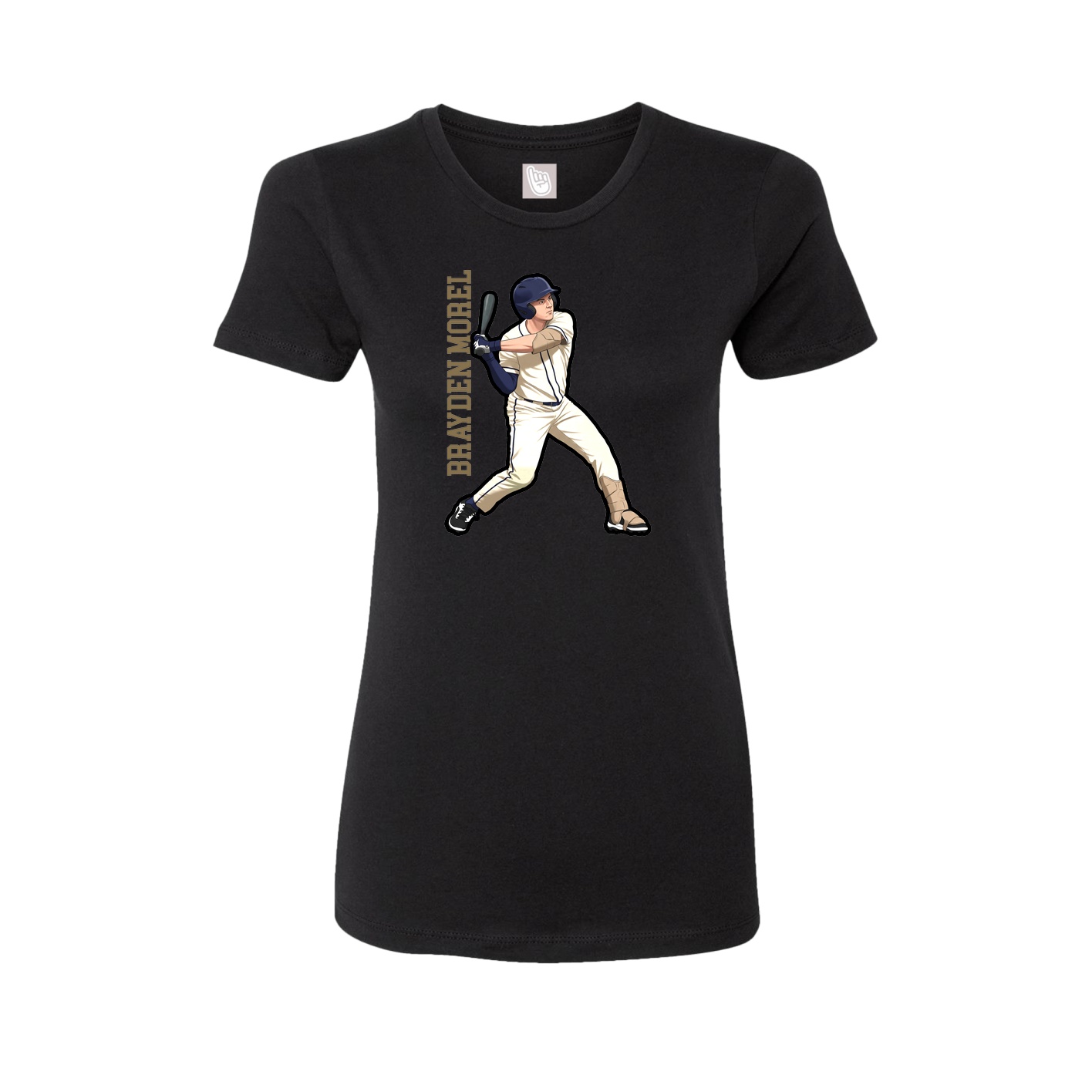 Fitted Women's Tee — Name Vertical in Black