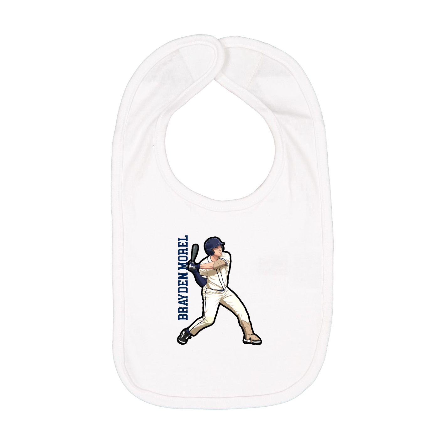 Infant Bib — Name Vertical in White