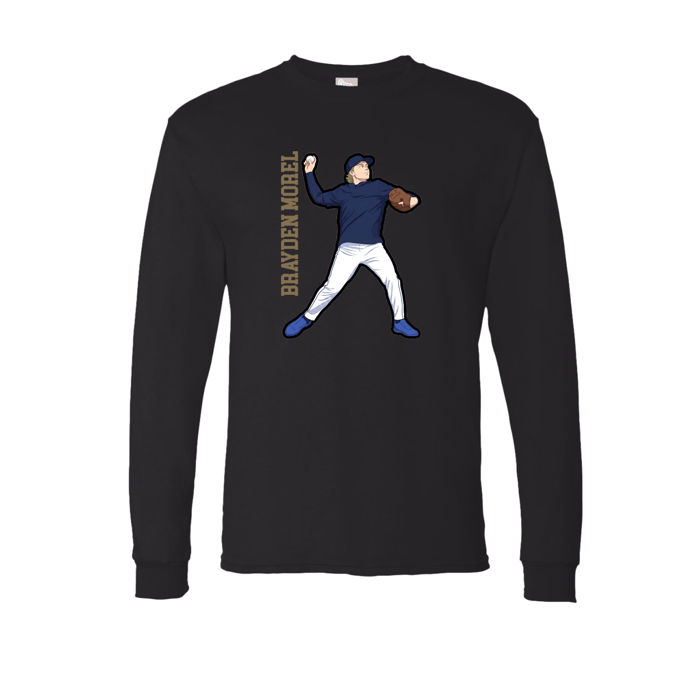 Long Sleeve Tee — Name Vertical in Black