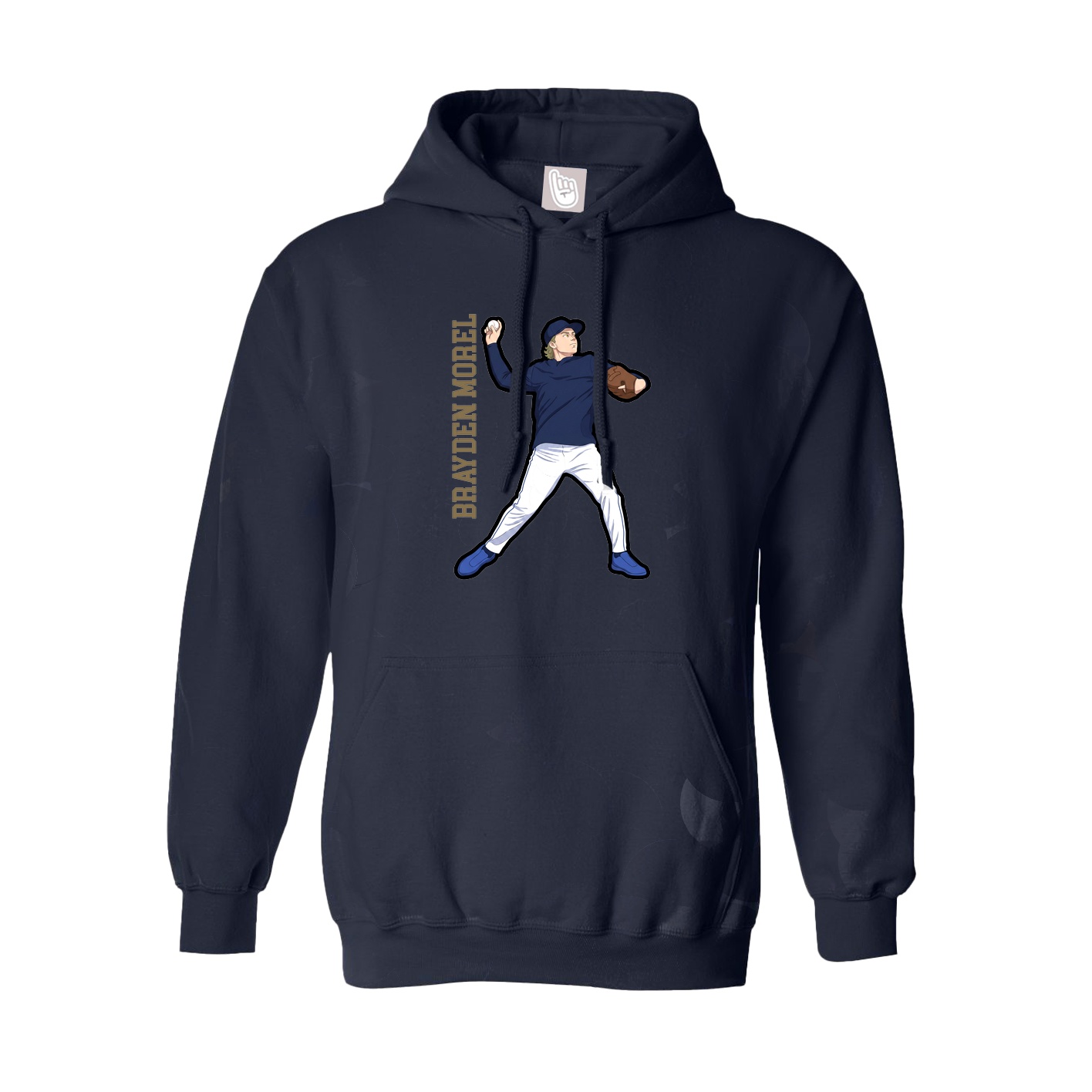 Hoodie — Name Vertical in Navy