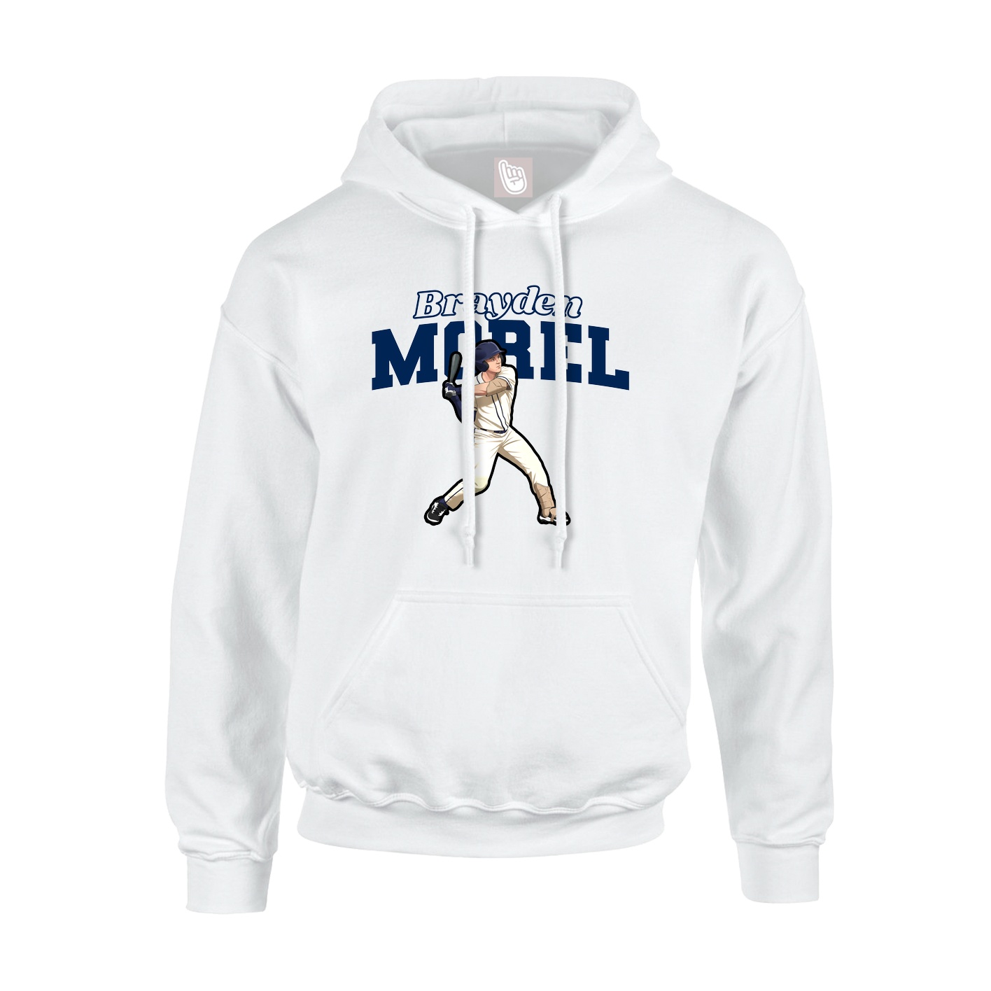 Youth Hoodie — Name Arch in White