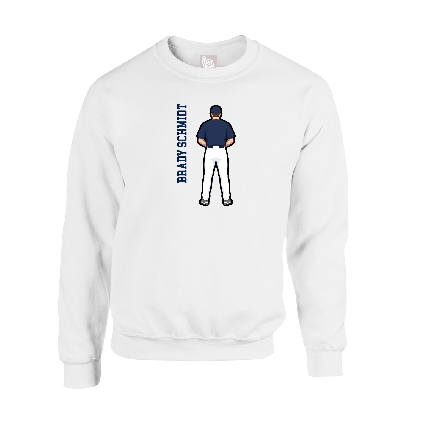 Fleece Crew — Name Vertical in White