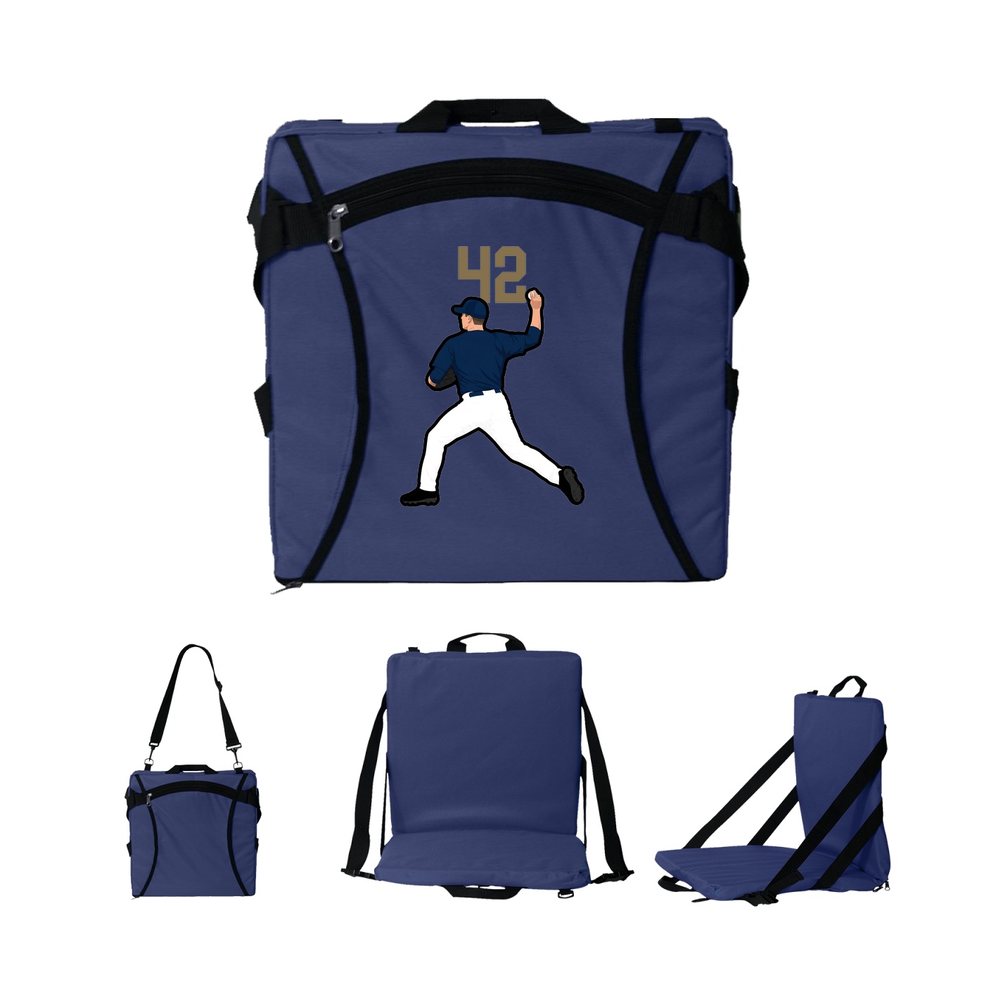 Folding Stadium Seat — Number Top in Navy