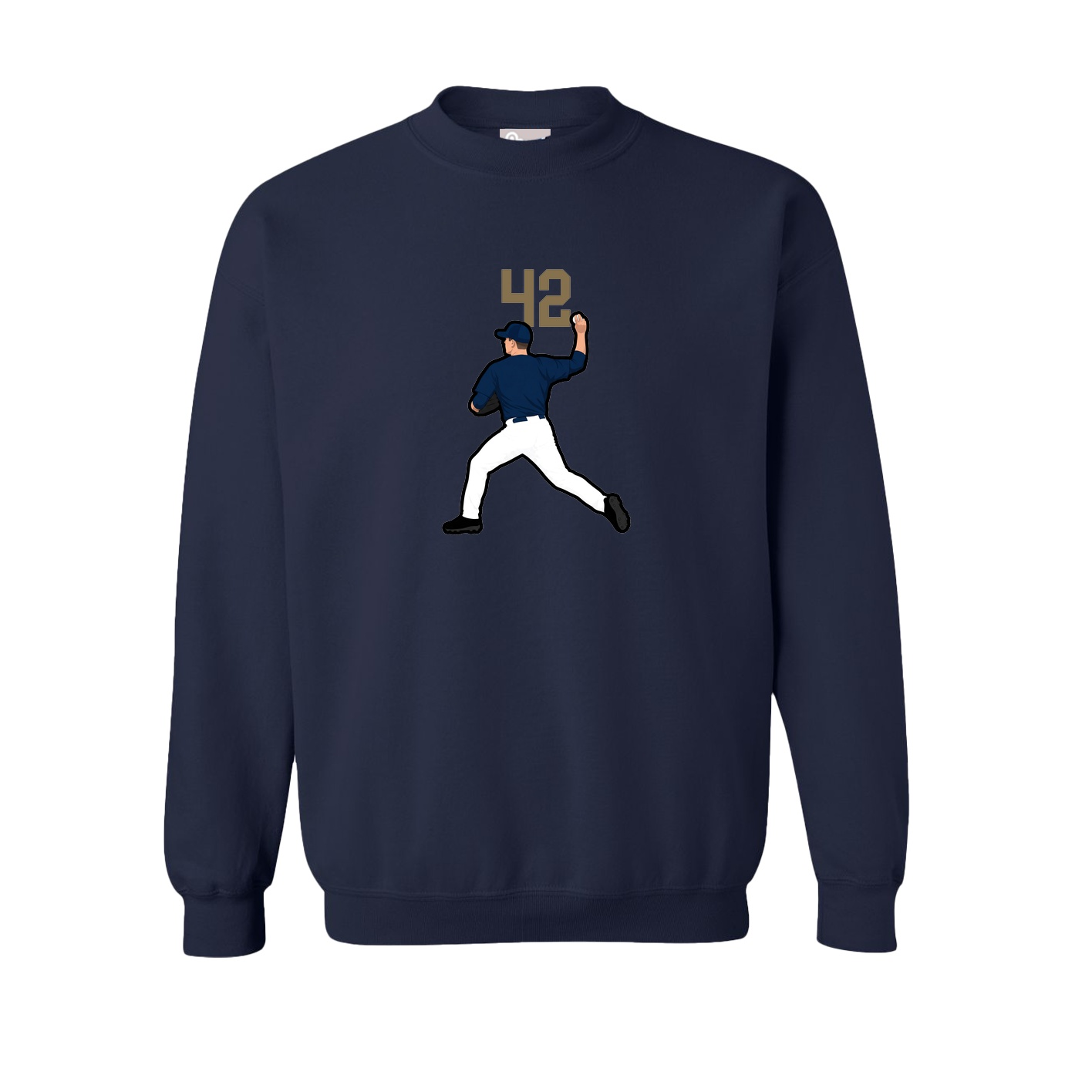Fleece Crew — Number Top in Navy