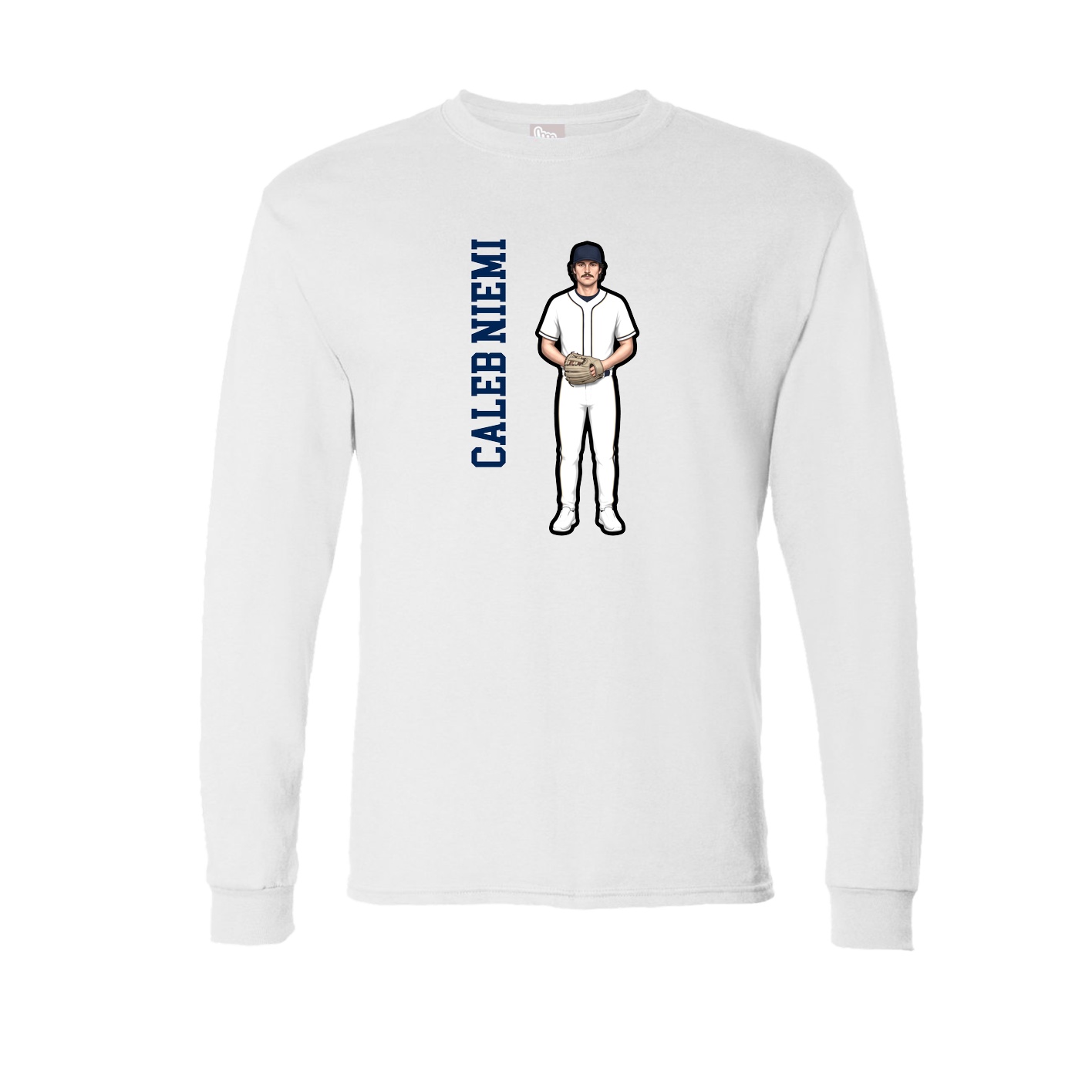 Long Sleeve Tee — Name Vertical in White