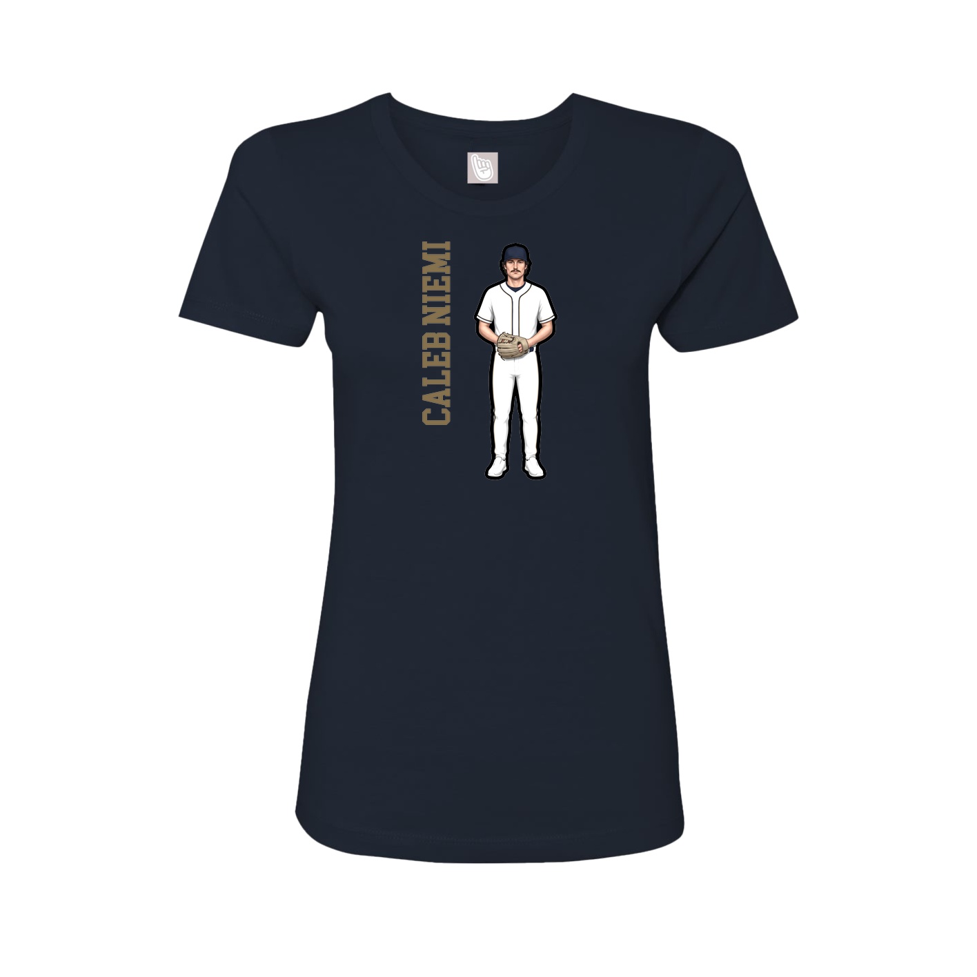Fitted Women's Tee — Name Vertical in Navy