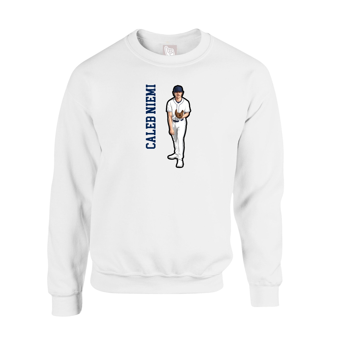 Fleece Crew — Name Vertical in White
