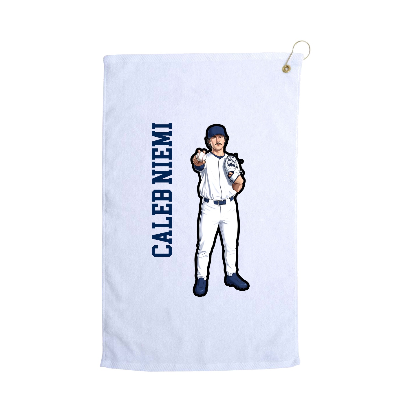 Golf Towel — Name Vertical in White
