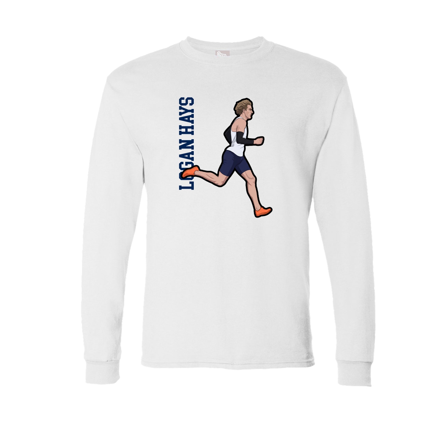 Long Sleeve Tee — Name Vertical in White