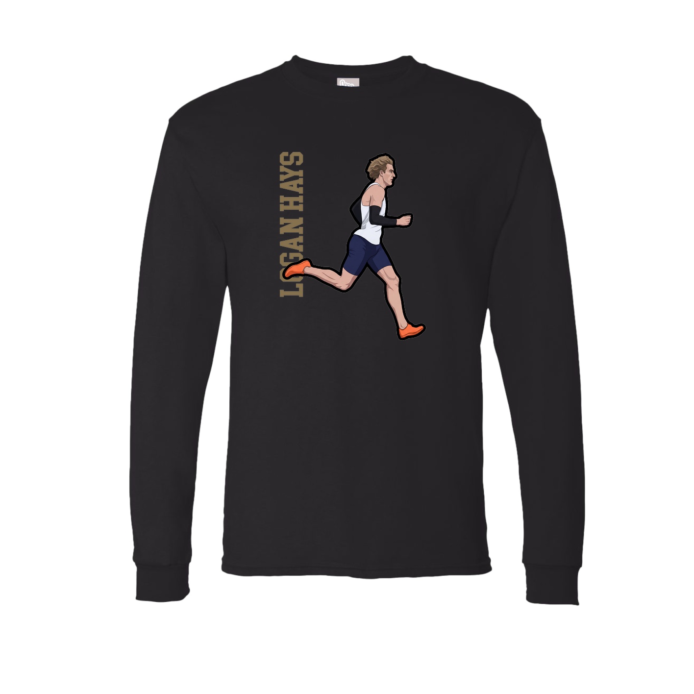 Long Sleeve Tee — Name Vertical in Black