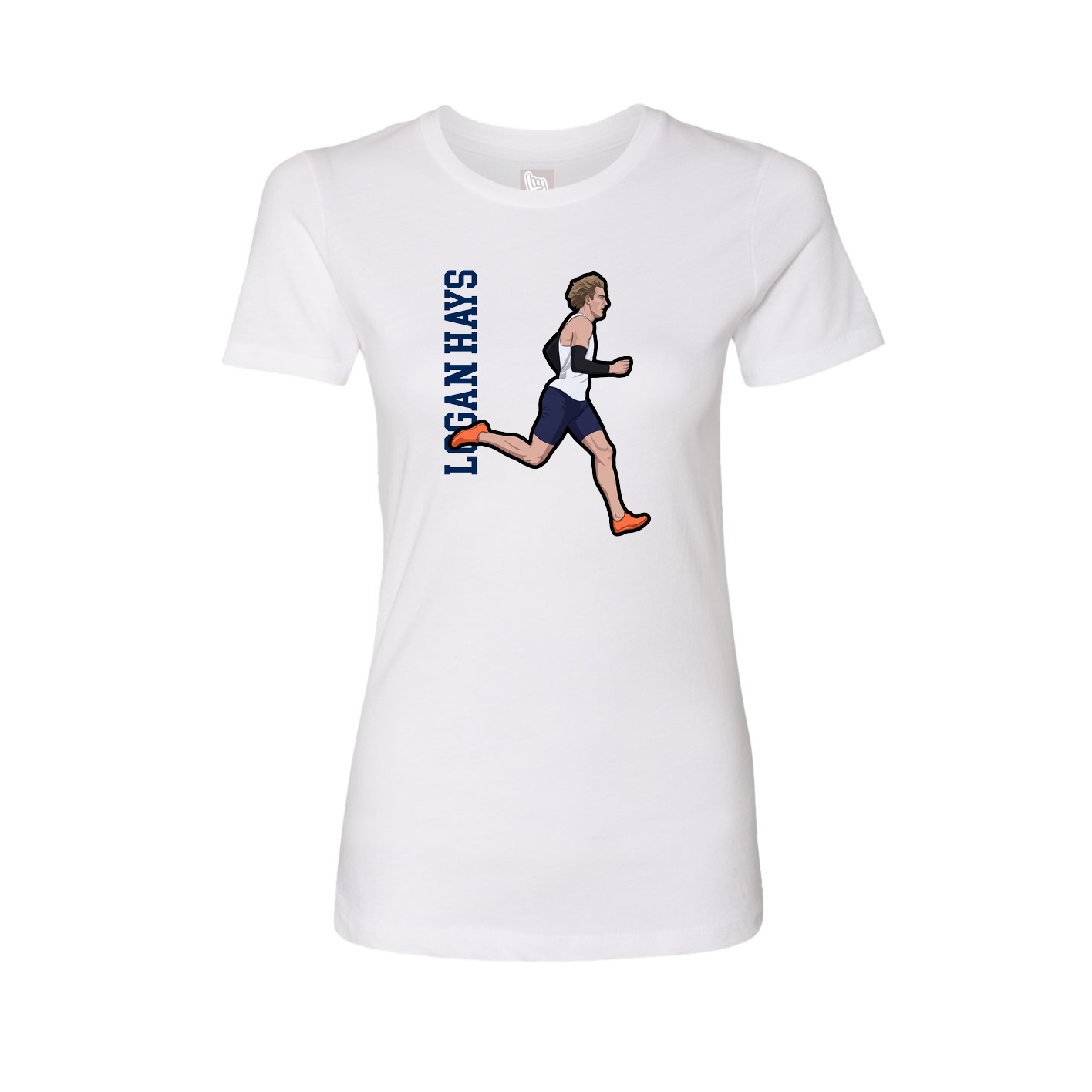 Fitted Women's Tee — Name Vertical in White