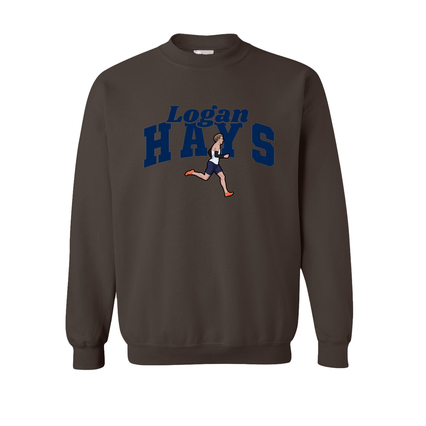 Fleece Crew — Signature Arch in Brown